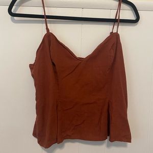 Rust colored pleated tank top